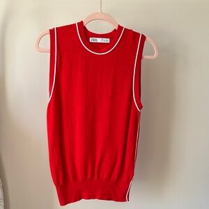 Zara Women's Bold Red Sleeveless Sweater